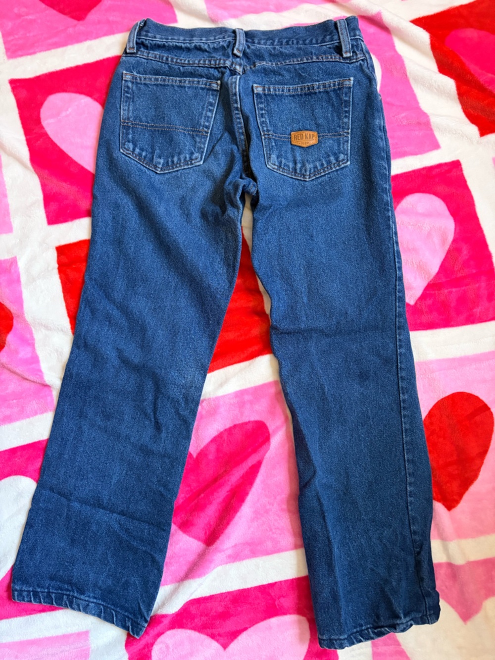 Dark Blue Straight-Leg Jeans with Back Patch
